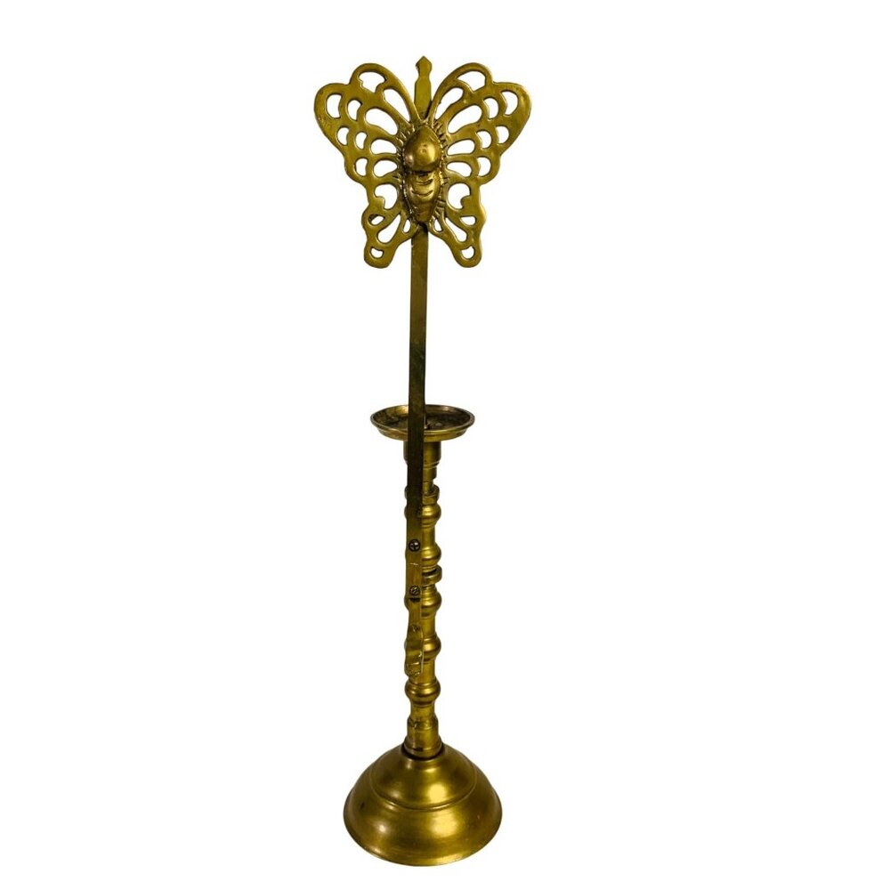 Asian Brass Butterfly Candle Holder 19" Swivel Arm Home Decor Courtesans Brothel
